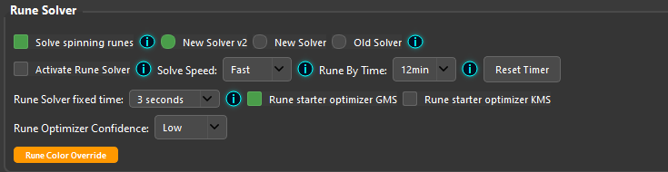 Rune solver settings